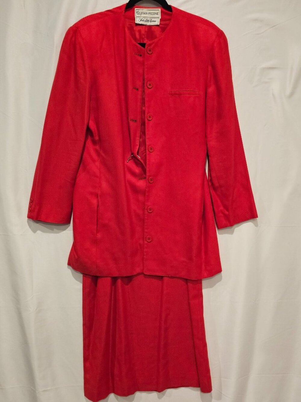 Vintage Evan Picone Wool Skirt Suit Red 2pc Women's Size 10 Career